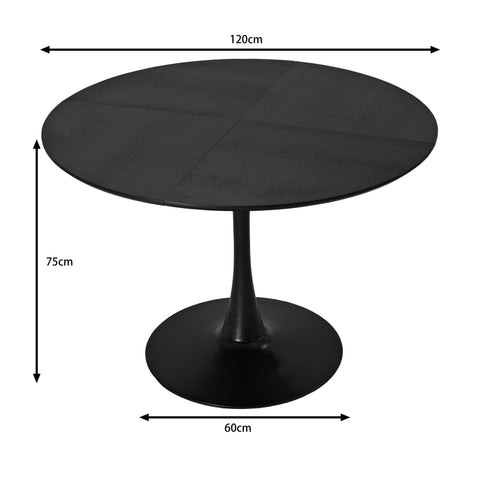 Rootz Modern Round Dining Table - Patchwork Plates - Metal Base - Durable Stability - 120cm x 120cm x 75cm
