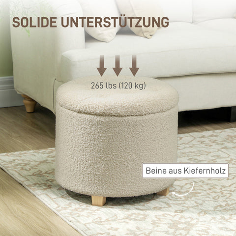 Rootz Round Stool with Storage - Footstool - Ottoman - Spacious 31.8L Storage - Ø45 x 41H cm - Brown