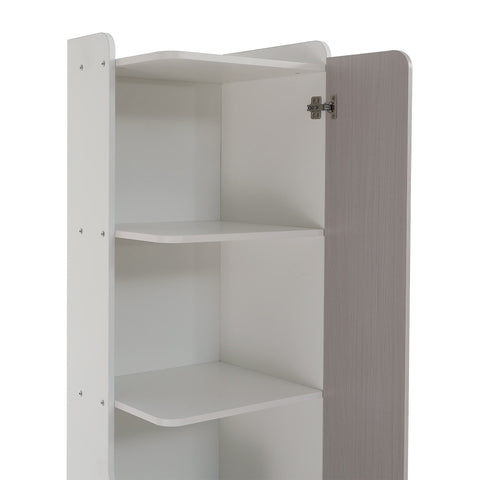 Rootz Tall Bookcase for Teenagers - Storage Shelf - L-Shaped Door - Space-Saving Design - 45x40x184 cm - White