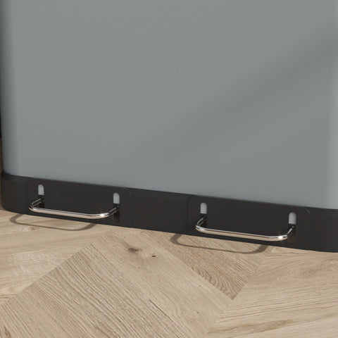 Rootz 30L Double Trash Can - Dual Compartment Waste Bin - Metal Housing - Fingerprint Resistant - Removable Inner Bins - 48.8cm x 39.5cm x 67cm