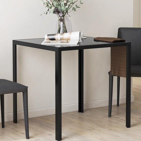 Rootz Dining Table - Kitchen Table - Tempered Glass - Elegant & Secure - 75cm x 75cm x 75cm Black
