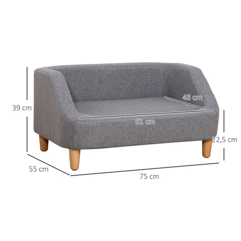 Rootz Pet Sofa - Scandinavian Bed - Dog Couch - Soft Upholstery - Eucalyptus Wood - 75cm x 55cm x 39cm