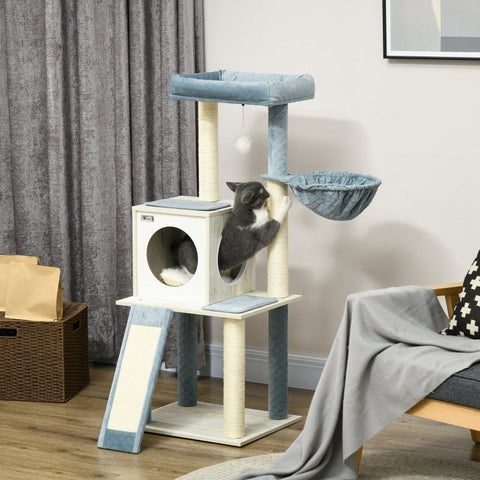 Rootz Ultimate Cat Tree - Scratching Post - Cat Tower - Hammock, Bed, Toys - 48cm x 40cm x 114cm - Chipboard, Velvet, Sisal