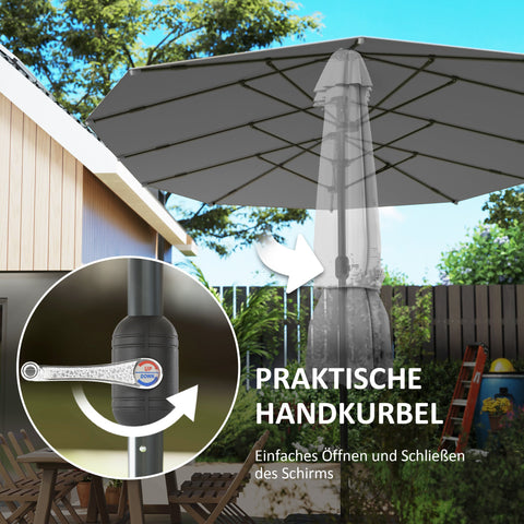 Rootz Double Sunshield Parasol - UV Protection Shade - Steel Sun Umbrella - Coolness & Stability - 436 x 260 cm