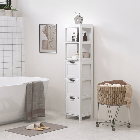 Rootz Bathroom Cabinet - Storage Shelf - Organizer - Water-Repellent MDF - 30cm x 30cm x 142.4cm - Maximize Space & Minimize Disorder