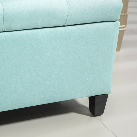 Rootz Upholstered Storage Bench - Linen-Like Polyester - Entryway Bench - Ample Storage - 100 x 40 x 44 cm - Green