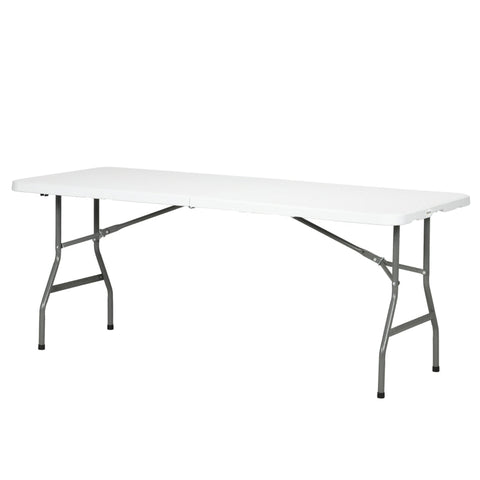 Rootz Garden Table - Garden Folding Table - Outdoor Table - Powder-coated Steel Frame - White + Gray - 180 cm x 75 cm x 73 cm