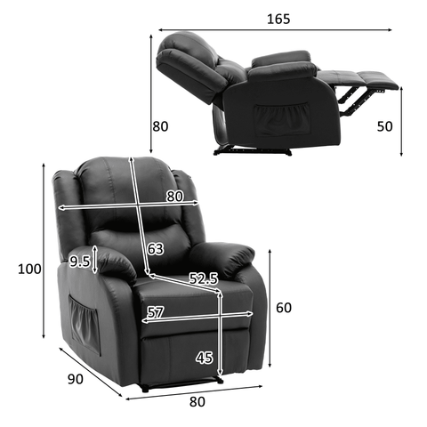 Rootz Recliner with Footrest - Armchair - Lounge Chair - Ultimate Comfort - 80cm x 90cm x 100cm
