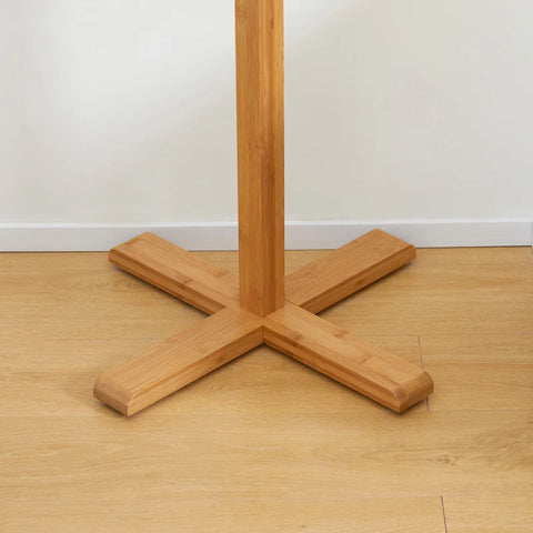 Rootz Kapstok - Hoedenstandaard - Kledingrek - 8 Haken - Bamboe - Naturel - 49,5 cm x 49,5 cm x 178 cm