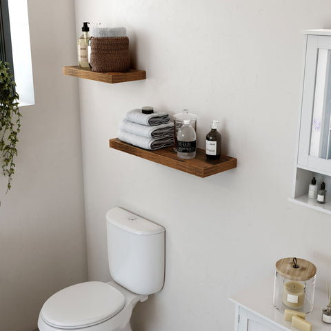 Rootz Rustic Brown Floating Shelf - Wall Shelf - Decorative Shelf - E1 Class MDF Panels - Stable Mounting - 80cm x 20cm x 3.8cm