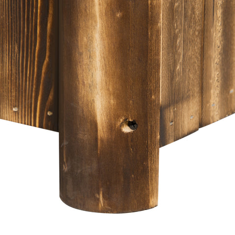 Rootz Jardinière on Stand - Flower Basin - Raised Planter Box - Rustic-Chic Elegance - 70L x 35W x 30H cm - Charred Spruce Wood