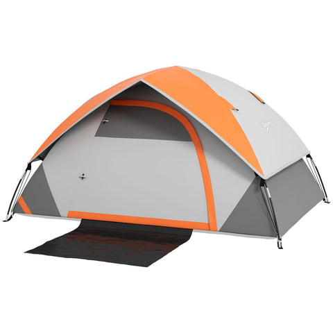 Rootz 2-Person Dome Tent - Family Tent - Waterproof Shelter - Safer Camping - 210cm x 140cm x 110cm - Gray + Rust Red