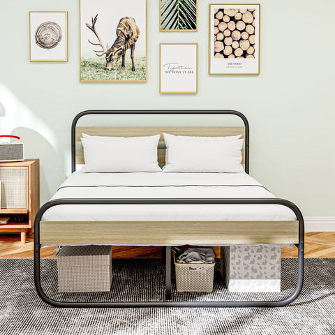 Rootz Double Bed Frame - Industrial Style - Modern Bed Frame - Stable Sleep - 142cm x 196cm x 100cm