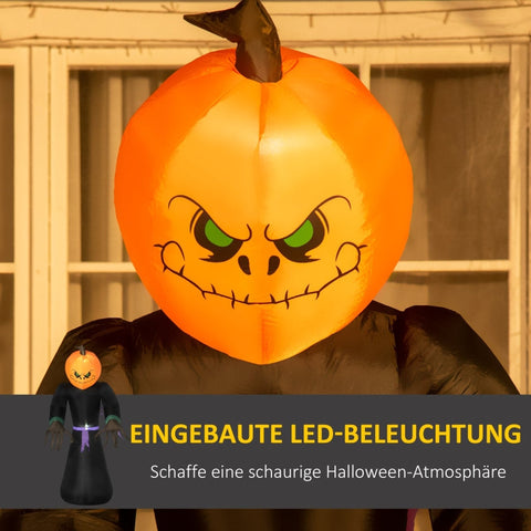 Rootz Halloween Pumpkin Ghost Lichtgevende tuindecoratie - Opblaasbaar spook - LED-verlichte decoratie - Zelfopblazend - Weerbestendig - 110 cm x 66 cm x 210 cm - Polyester stof