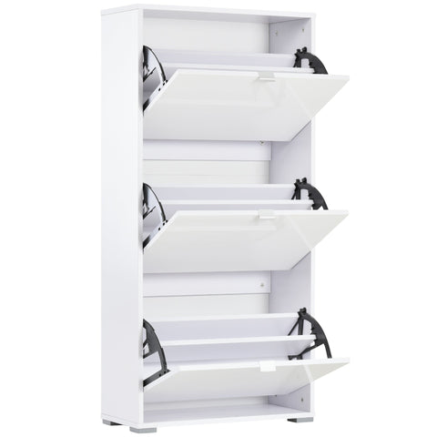 Rootz Shoe Cabinet - Footwear Organizer - Storage Unit - Space-Saving - 3 Foldable Doors - 60b x 26t x 124h cm