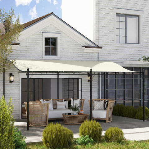 Rootz 3 x 5m Pergola - Garden Shelter - Outdoor Canopy - Waterproof Tarpaulin - Metal Frame - 491cm x 298cm x 200/253cm