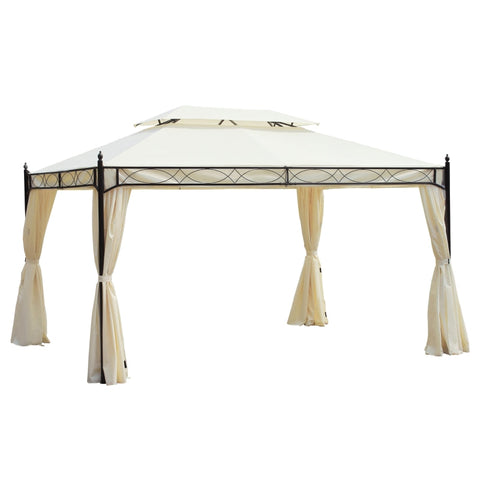 Rootz Luxury Pavilion Garden Tent - Outdoor Gazebo - Weather-Resistant Canopy - Elegant Design - Excellent Air Circulation - High Stability - 300cm x 400cm x 280cm - Steel Frame & Polyester Roof