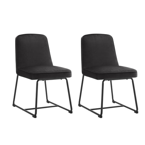 Rootz Black Velvet Dining Chairs - Modern Dining Seats - Elegant Upholstered Chairs - Comfy High-Density Foam - 46L x 45W x 81.5H cm