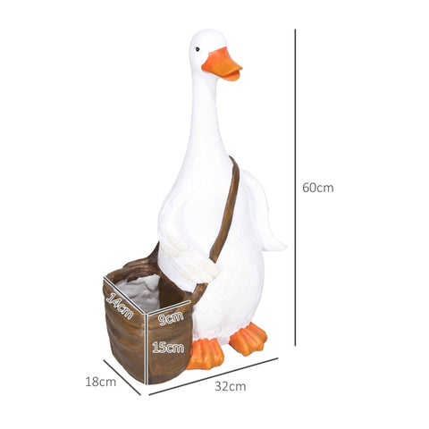 Rootz Swan Flower Pot with Shoulder Bag - Garden Planter - Outdoor Flower Container - Weatherproof - Promotes Healthy Root Growth - Versatile Placement - 32cm x 18cm x 60cm - White Brown Resin