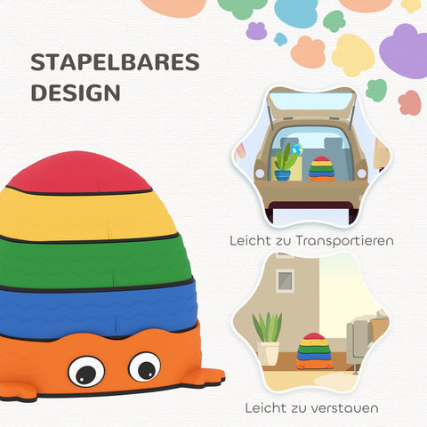 Rootz 5-Set Trittstein Balance Stones - Stackable Frog Shape - Exercise Play - Safe Plastic - 33.5cm x 33cm x 28cm