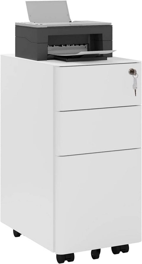 Rootz Rolling Container - Lockable Filing Cabinet - Mobile Storage Unit - Secure, Spacious, Durable - 30cm x 60cm x 45cm