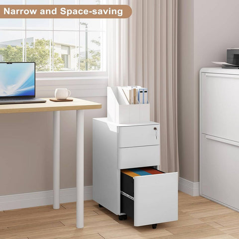 Rootz Rolling Container - Lockable Filing Cabinet - Mobile Storage Unit - Secure, Spacious, Durable - 30cm x 60cm x 45cm