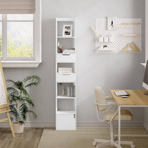 Rootz Modern Multi-Functional Bookcase - Storage Organizer - Shelving Unit - Durable, Space-Efficient, Ample Storage - 33cm x 181cm x 24cm