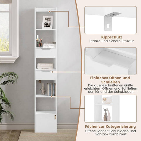 Rootz Modern Multi-Functional Bookcase - Storage Organizer - Shelving Unit - Durable, Space-Efficient, Ample Storage - 33cm x 181cm x 24cm