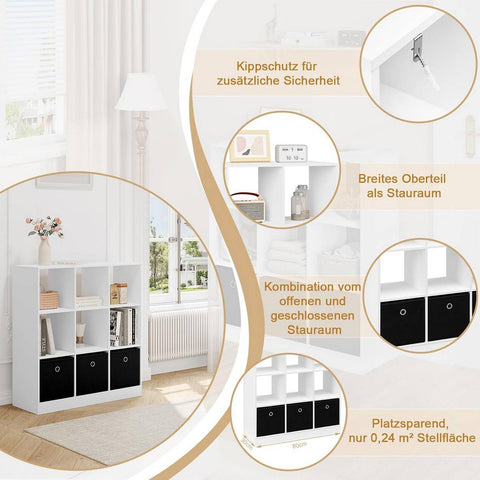 Rootz Modern Cube Shelf - Bookcase - Storage Organizer - Ample Space - Durable & Stable - Moisture-Proof - 80cm x 86.5cm x 30cm