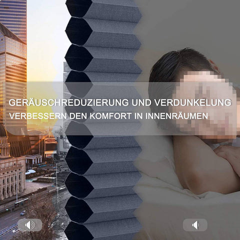 Rootz Double Pleated Blind - Honeycomb Pleated - Window Covering - Visual & Sound Insulation - 70cm x 130cm - Grey-White