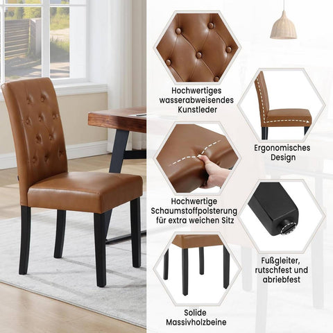 Rootz Dining Chair - High Back Chair - Leather Chair - Ergonomic Design - Easy to Clean - Floor Protection - 44cm x 99cm x 59cm