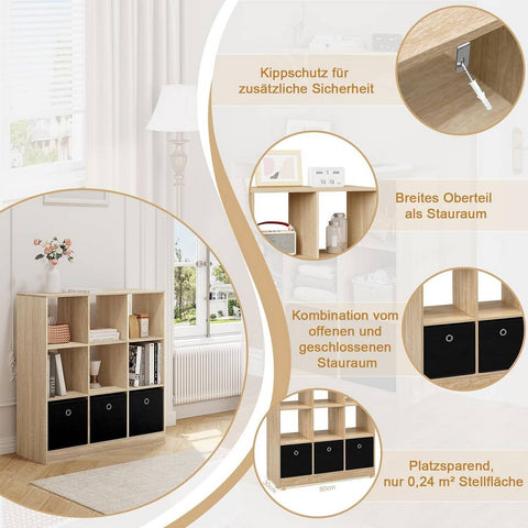 Rootz Modern Cube Shelf - Bookcase - Storage Organizer - Ample Space - Durable & Water-Repellent - Safe & Stable - 80cm x 86.5cm x 30cm