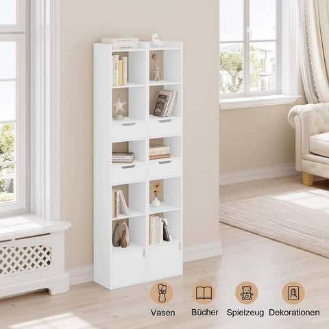 Rootz Modern Multi-Functional Bookcase - Storage Organizer - Shelving Unit - Durable, Space-Efficient, Ample Storage - 33cm x 181cm x 24cm