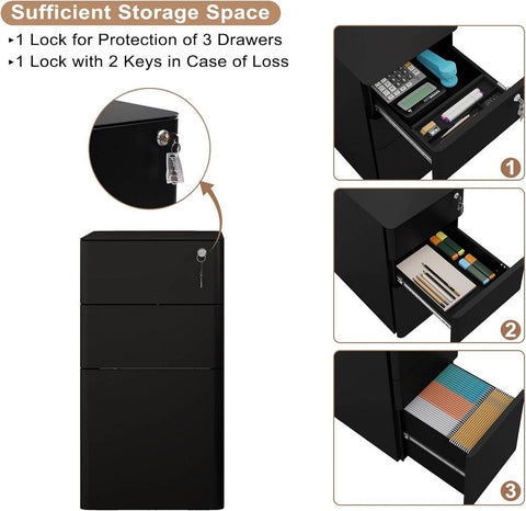 Rootz Rolcontainer - Afsluitbare archiefkast - Mobiele opslageenheid - Veilig, ruim, duurzaam - Metaal - 30 cm x 60 cm x 45 cm
