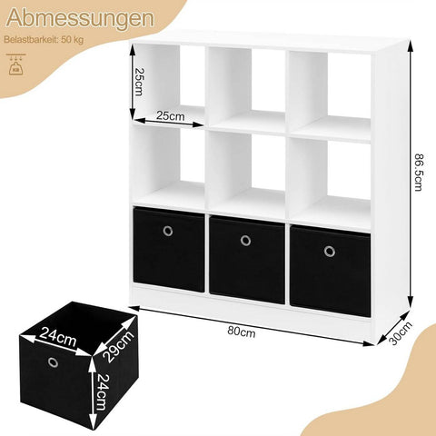 Rootz Modern Cube Shelf - Bookcase - Storage Organizer - Ample Space - Durable & Stable - Moisture-Proof - 80cm x 86.5cm x 30cm
