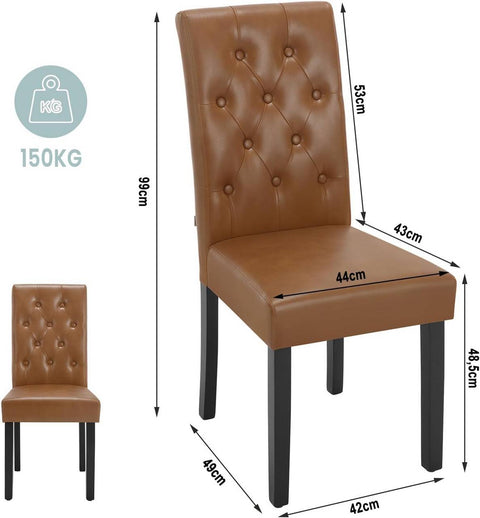 Rootz Dining Chair - High Back Chair - Leather Chair - Ergonomic Design - Easy to Clean - Floor Protection - 44cm x 99cm x 59cm