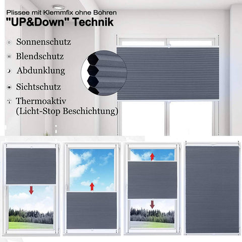 Rootz Double Pleated Honeycomb Blinds - Window Shades - Insulating Shades - Energy Efficient - 80cm x 120cm - White-Blue