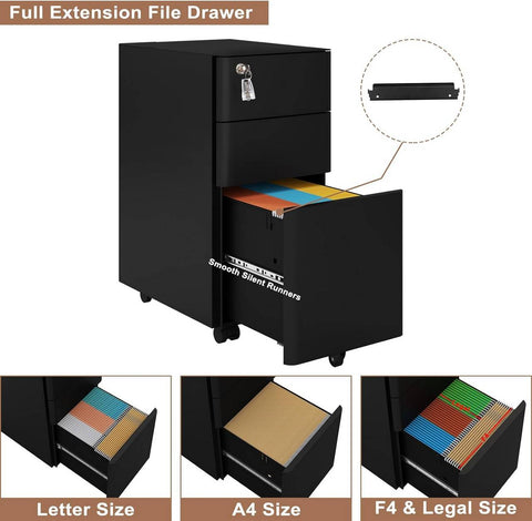 Rootz Rolcontainer - Afsluitbare archiefkast - Mobiele opslageenheid - Veilig, ruim, duurzaam - Metaal - 30 cm x 60 cm x 45 cm