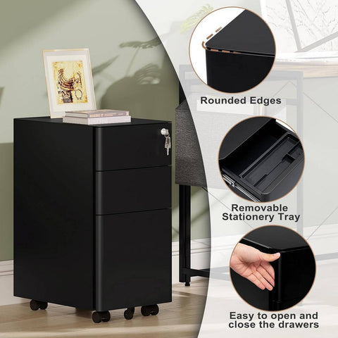 Rootz Rolcontainer - Afsluitbare archiefkast - Mobiele opslageenheid - Veilig, ruim, duurzaam - Metaal - 30 cm x 60 cm x 45 cm