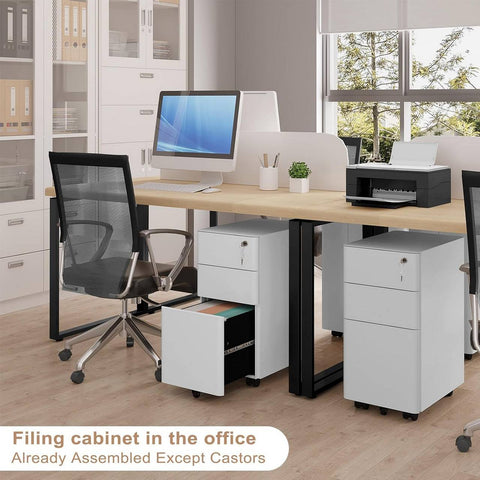 Rootz Rolling Container - Lockable Filing Cabinet - Mobile Storage Unit - Secure, Spacious, Durable - 30cm x 60cm x 45cm