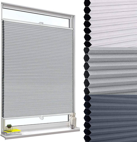 Rootz Double Pleated Honeycomb Blind - Cordless Shades - Window Coverings - Insulation & Darkening - 80 x 130 cm
