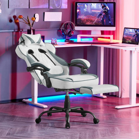 Rootz Ultimate Gaming Chair - Ergonomic Office Chair - Computer Chair - Enhanced Comfort with Built-in Springs - Stain Resistant Leathaire Fabric - Adjustable & Durable Design - 120-127.5cm x 57cm x 51.5cm