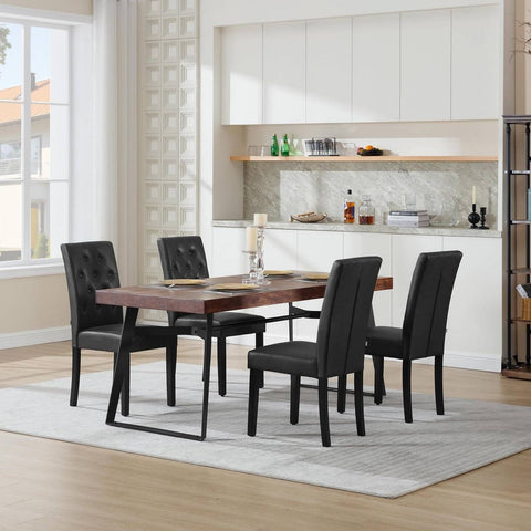 Rootz Dining Room Chairs - Kitchen Chairs - Comfortable Seating - Ergonomic Design, Easy Maintenance, High Durability - Faux Leather and Solid Wood - 44cm x 99cm x 59cm