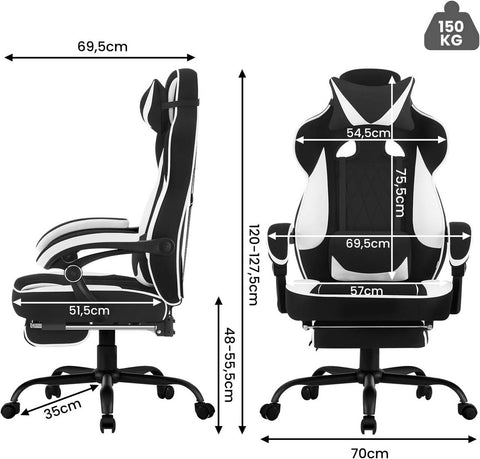 Rootz Gaming Chair - Office Chair - Computer Chair - Pocket Spring Cushion - Ergonomic Design - Breathable Mesh Fabric - 57cm x 51.5cm