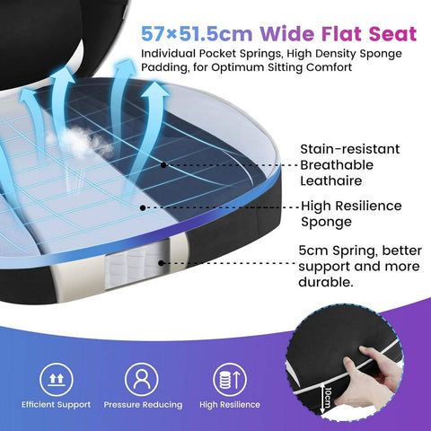 Rootz Gaming Chair - Office Chair - Computer Chair - Pocket Spring Cushion - Ergonomic Design - Durable Leathaire Fabric - 57cm x 51.5cm