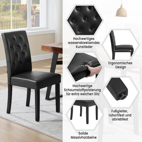 Rootz Dining Room Chairs - High Back Chairs - Faux Leather Chairs - Ergonomic Design, Easy Maintenance, Sturdy Build - 44cm x 99cm x 59cm