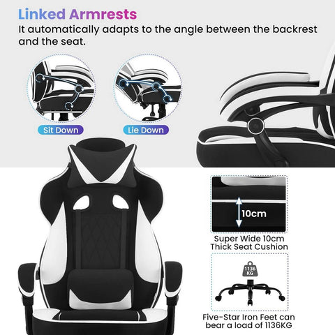 Rootz Gaming Chair - Office Chair - Computer Chair - Pocket Spring Cushion - Ergonomic Design - Breathable Mesh Fabric - 57cm x 51.5cm