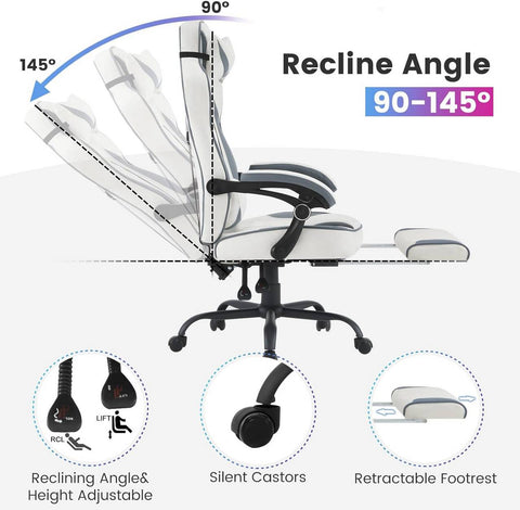 Rootz Ultimate Gaming Chair - Ergonomic Office Chair - Computer Chair - Enhanced Comfort with Built-in Springs - Stain Resistant Leathaire Fabric - Adjustable & Durable Design - 120-127.5cm x 57cm x 51.5cm