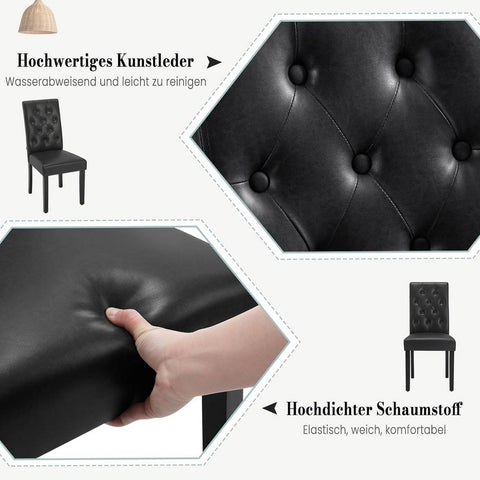 Rootz Dining Room Chairs - Kitchen Chairs - Comfortable Seating - Ergonomic Design, Easy Maintenance, High Durability - Faux Leather and Solid Wood - 44cm x 99cm x 59cm