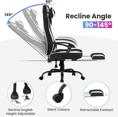 Rootz Gaming Chair - Office Chair - Computer Chair - Pocket Spring Cushion - Ergonomic Design - Breathable Mesh Fabric - 57cm x 51.5cm